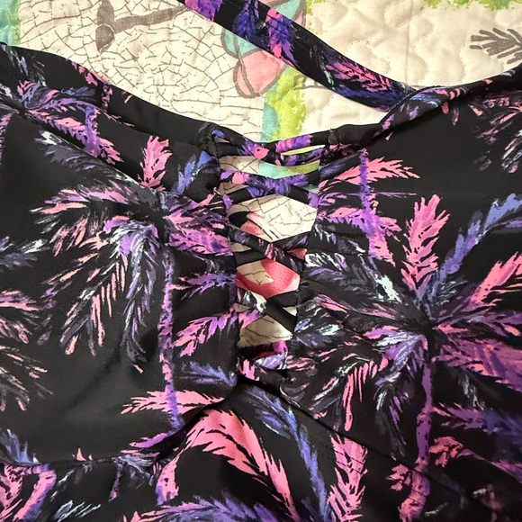Torrid Black and Purple Palm Print One Piece - Picture 4 of 4
